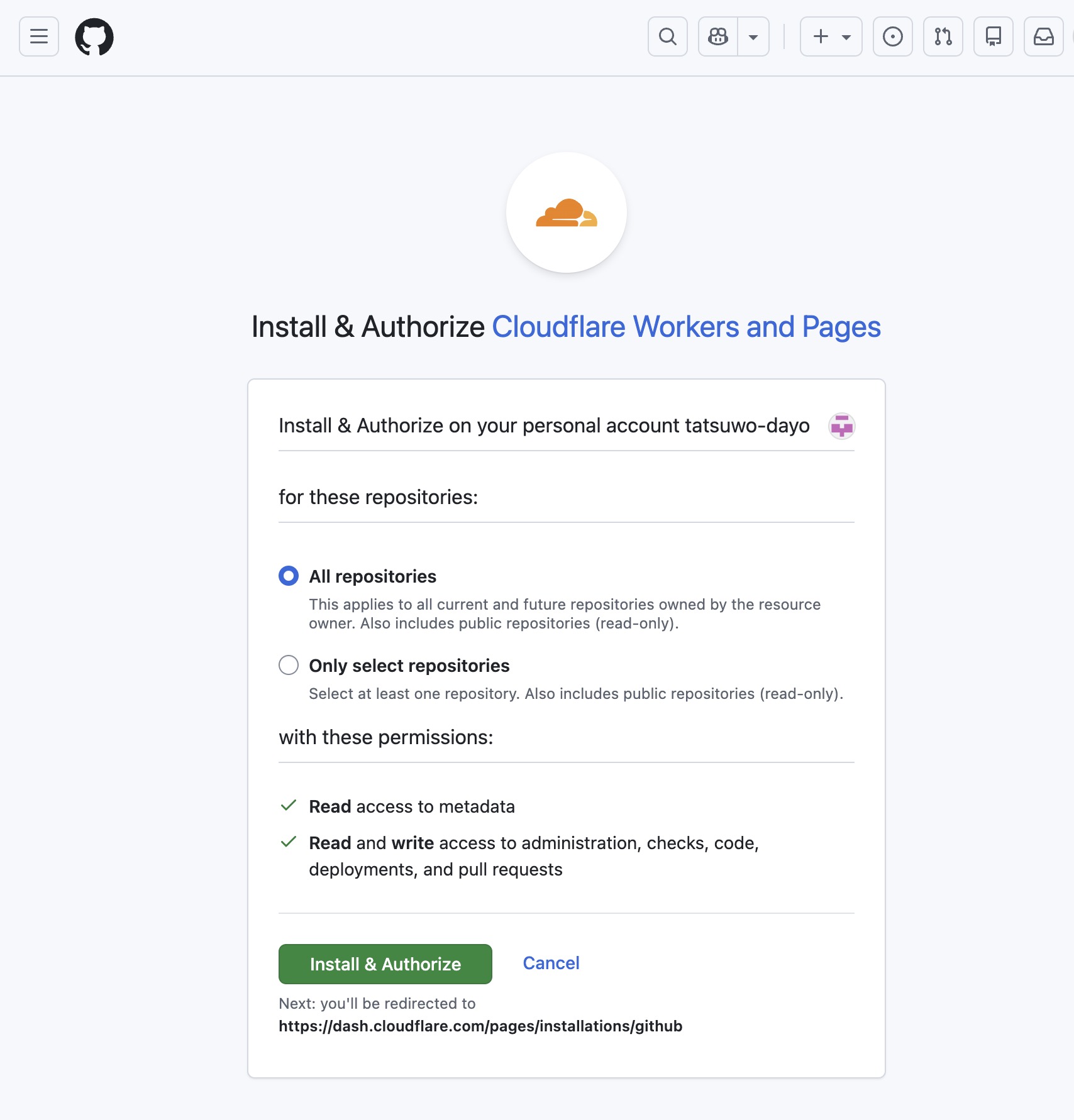 Install & Authorize Cloudflare Workers and Pages