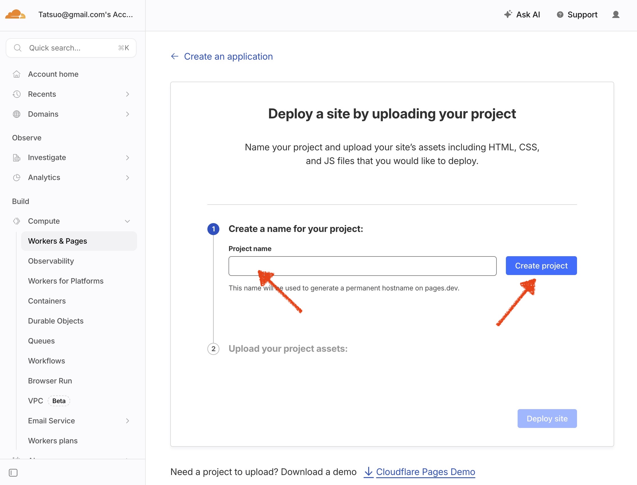 Create a name for your project