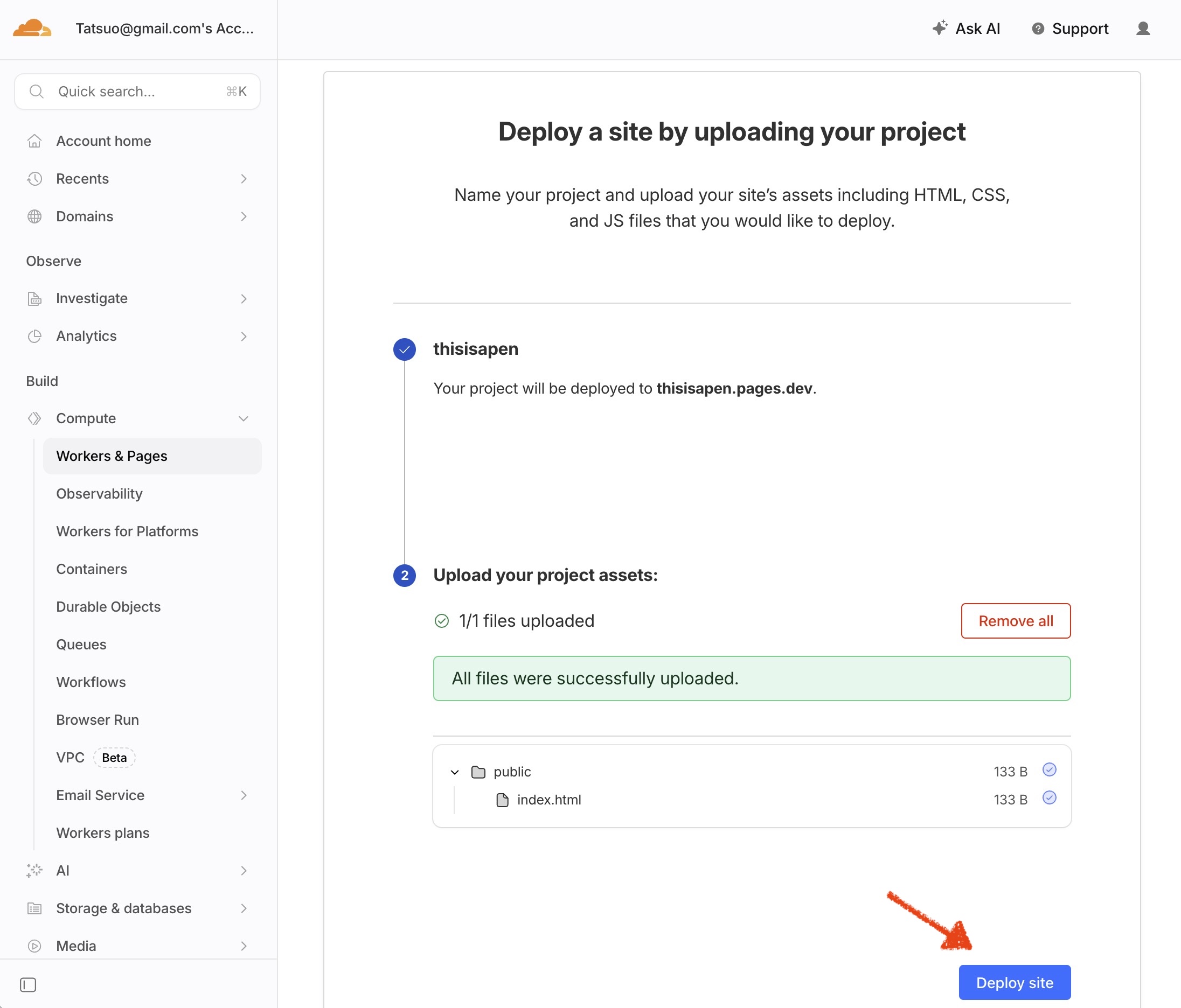 Deploy site