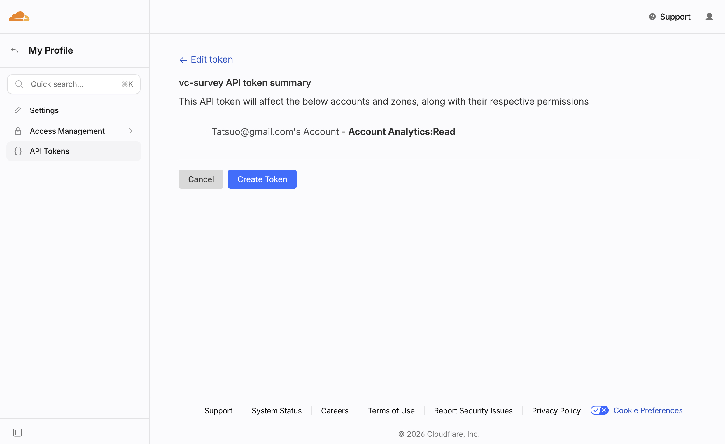 サマリー画面。Account Analytics:Read が1行だけ表示されている